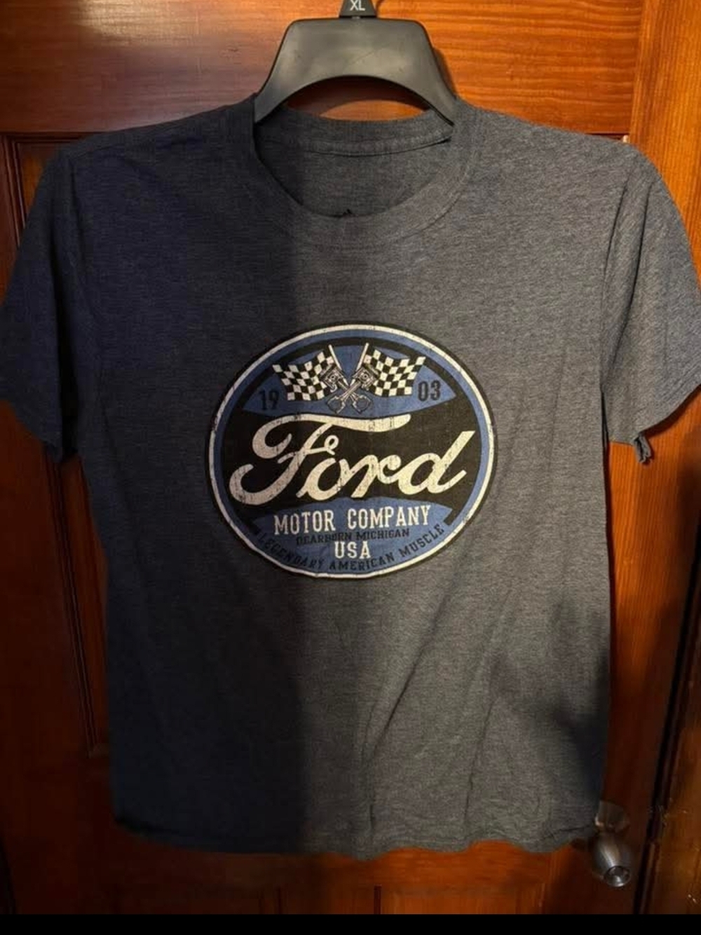Ford Boys' Short Sleeve Graphic Tee - Charcoal Gray with Blue Accents